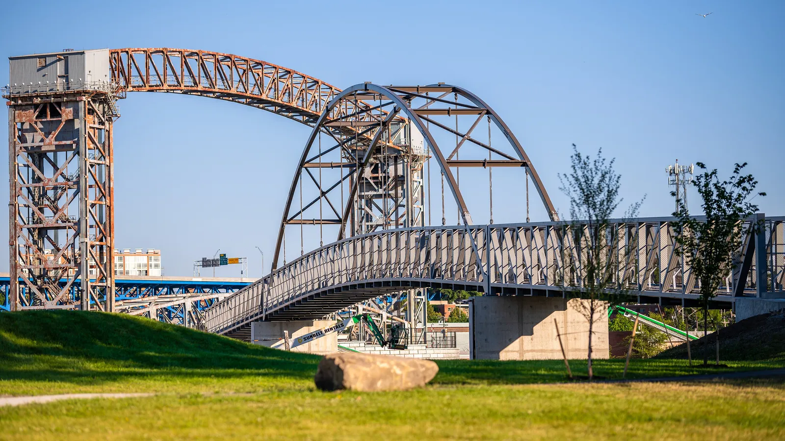 The Wendy Park bridge and the old Coast Guard station area on Whiskey Island
